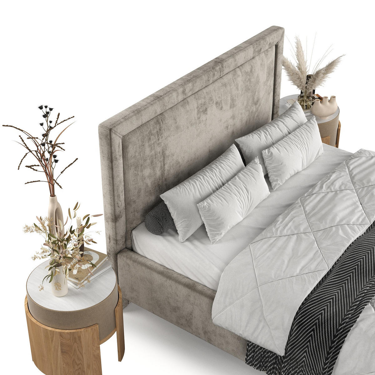 POLSTERBETT Vega 160/200 cm Beige im Lotta Stoff - Beige/Naturfarben, Holz/Holzwerkstoff (160/200cm) - AltaBeds