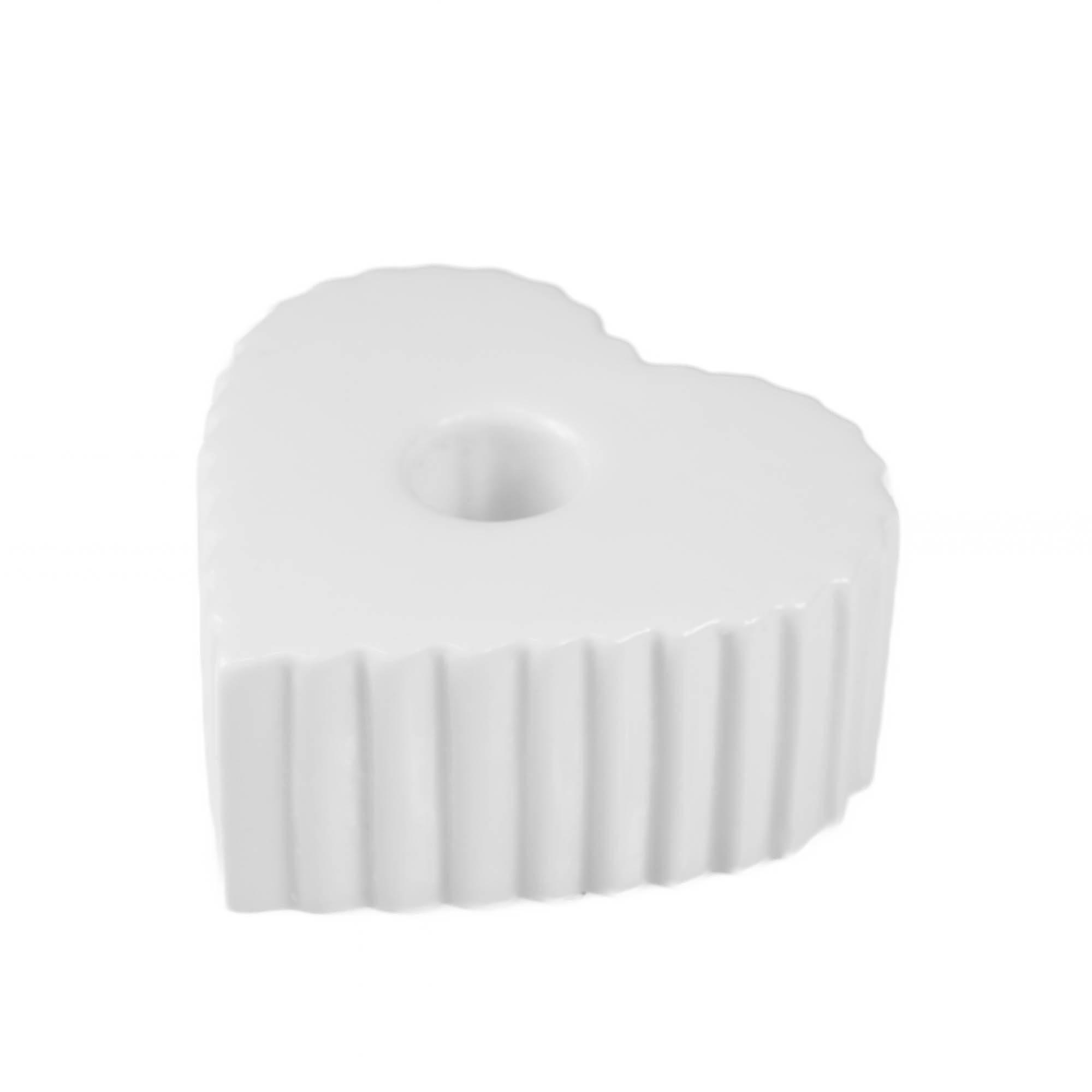 KERZENHALTER Anima Herzform 4/9 cm - Weiß, Keramik (8/4/9cm) - Boltze Home