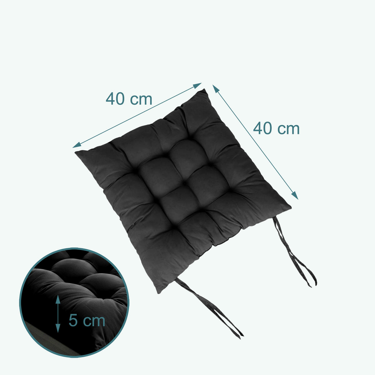 4XSEDÁK na židle - černá, textil/plast (40/40/5cm) - Relaxdays