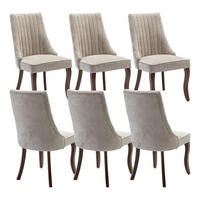 ESSZIMMERSTÜHLE 6er Set Stoff Beige mit Channel-Steppung und Massivholzbeinen - Beige, Textil (50/95.5/53.8cm)