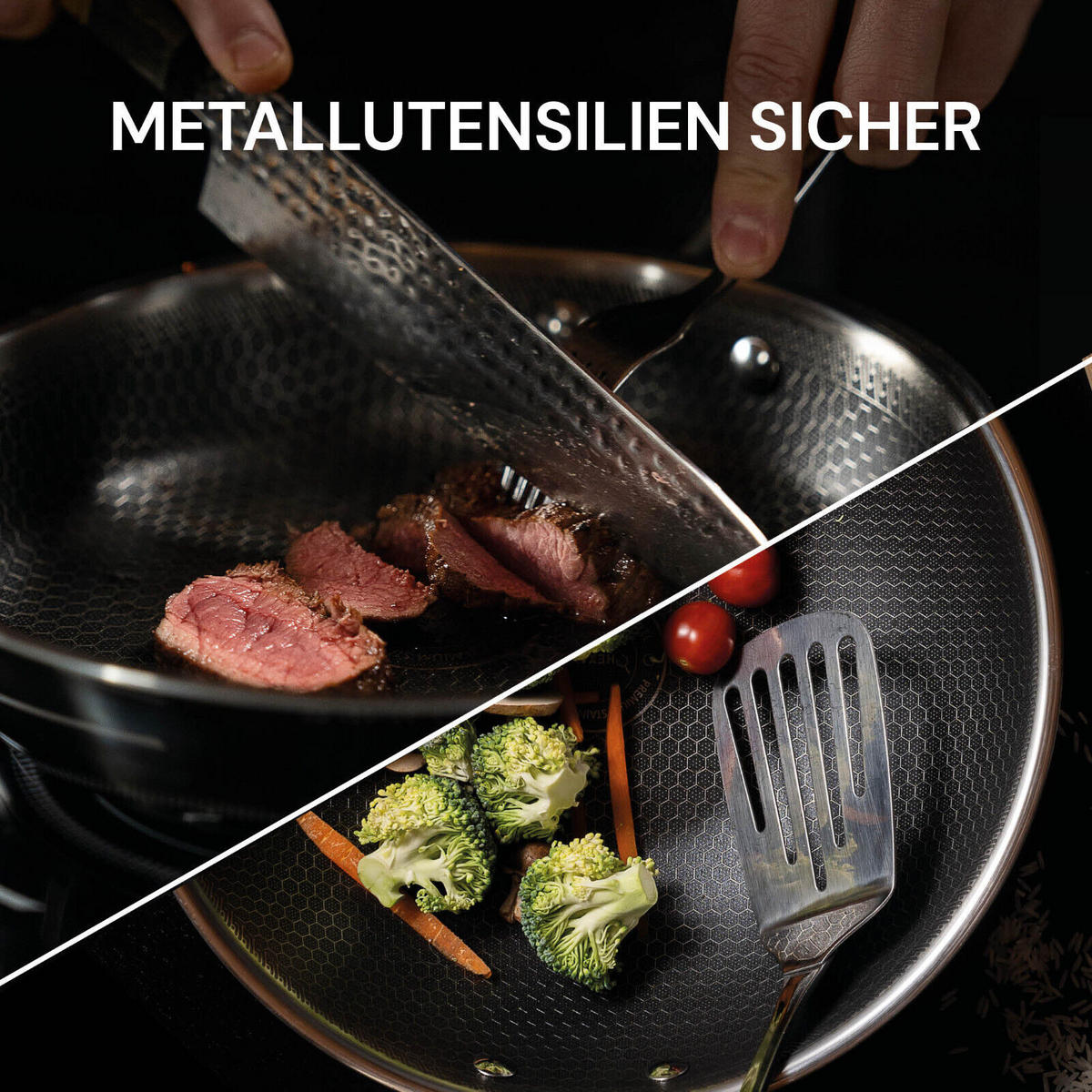 BRATPFANNE HEXAPRO Edelstahl Silber - Silberfarben, Metall (28cm) - Rosmarino