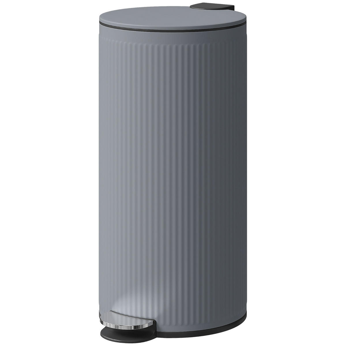 MÜLLEIMER Küche 30L 36/30/60,5 cm Metall Grau mit PEDAL und SOFT-CLOSE - Grau, Metall (30/60.5/36cm) - Rolipo