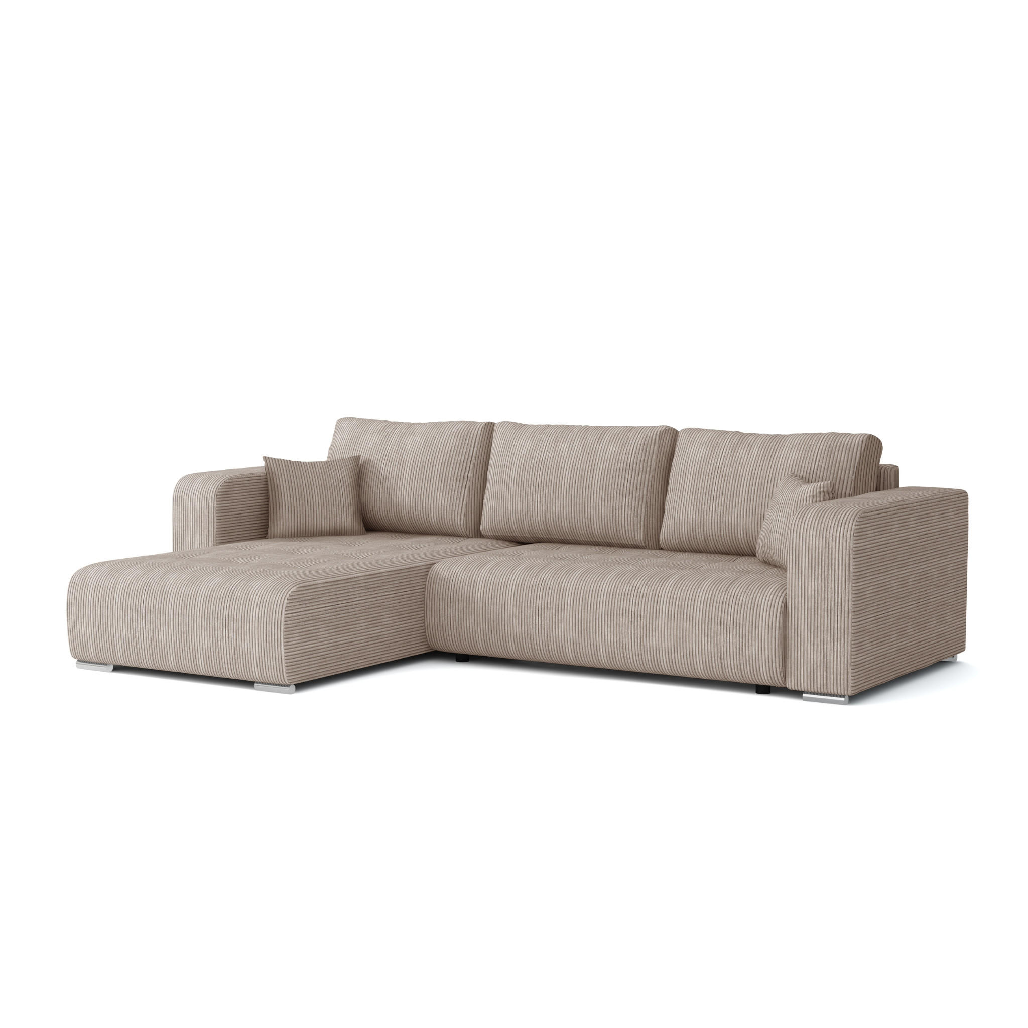 ECKSOFA CARACAS 288/185 in Cord Beige mit Schlaffunktion links - Beige, Holz/Holzwerkstoff (288/185cm) - Deine Möbel 24