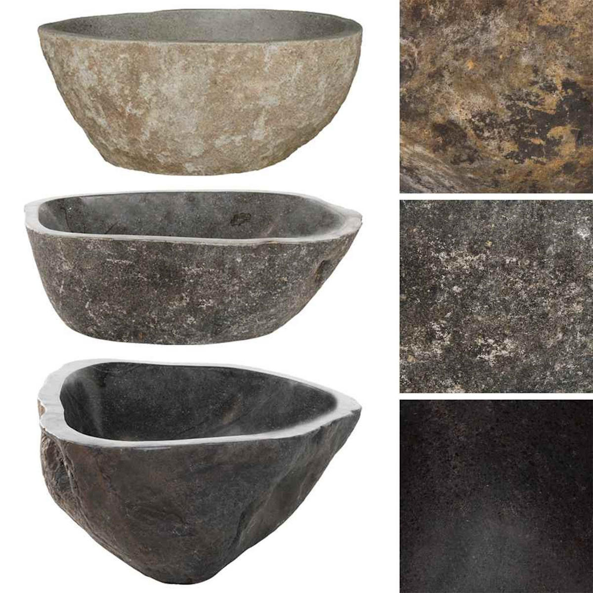 WASCHBECKEN Flussstein Oval (37-46)/(29-36) Cm - Taupe, Stein (36/15/46cm) - vidaXL
