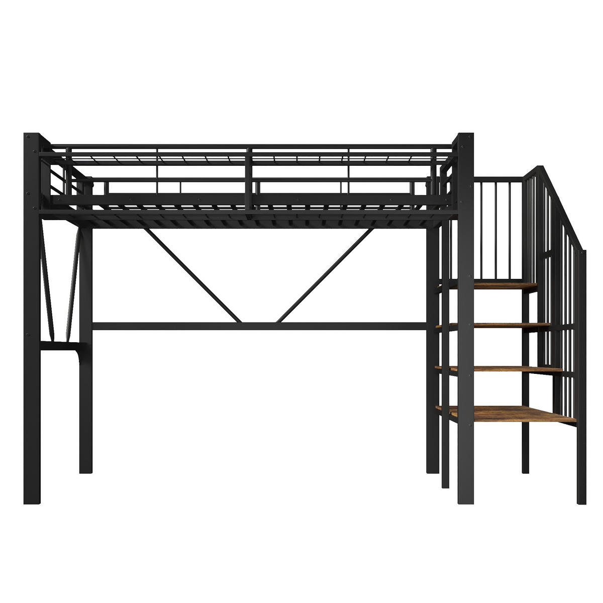 HOCHBETT mit Stufenregal 90x200 cm Metall Schwarz - Schwarz, Metall (90/200cm) - Meubliv