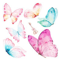 WANDAUFKLEBER 100x161cm - Pastellfarbene Schmetterlinge - Multicolor, Kunststoff (100/161/0.1cm) - Wallfluent