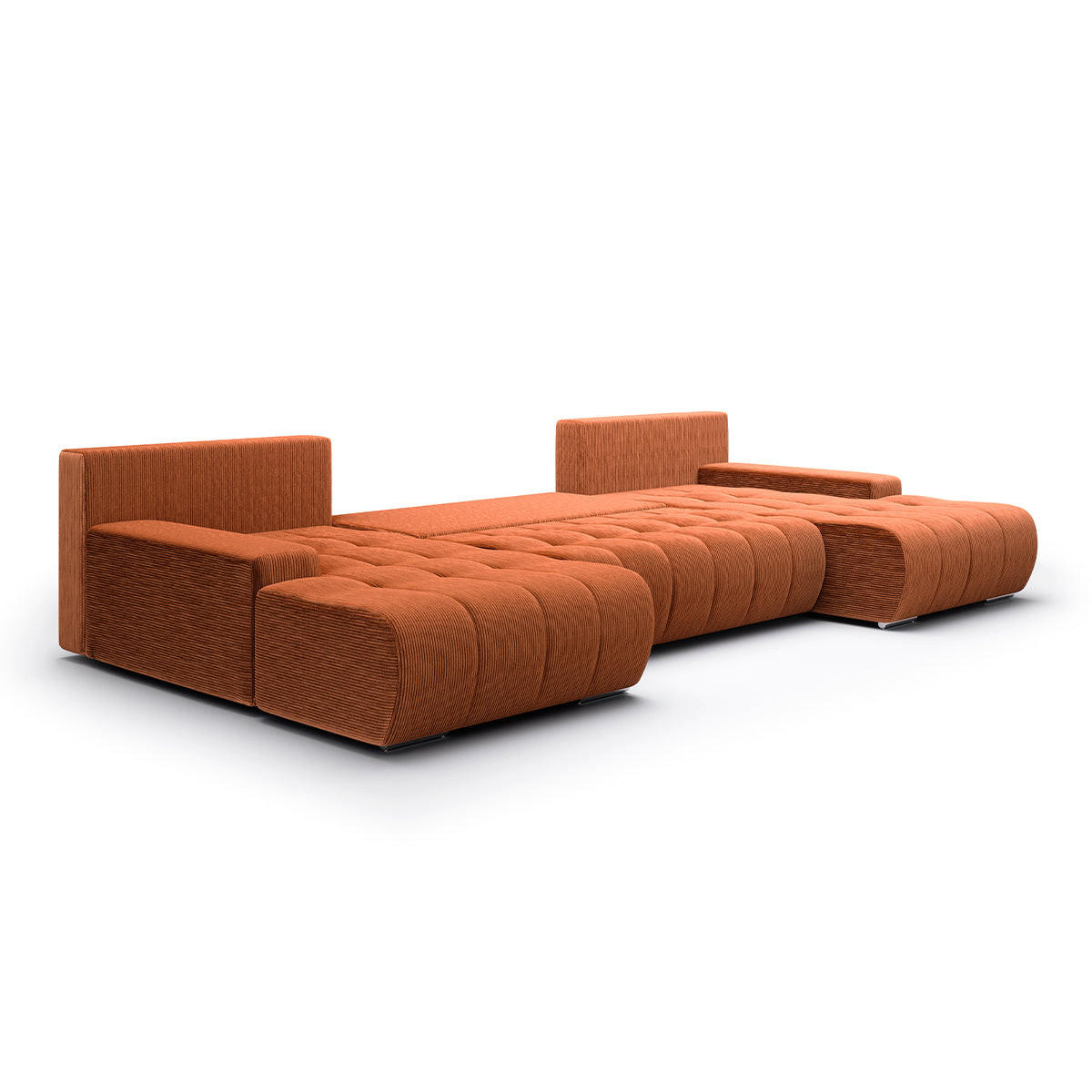 PANORAMASOFA Jonas 5 Sitzplätze Ziegelorange - Orange, Holz (350/85/185cm) - Petits-meubles