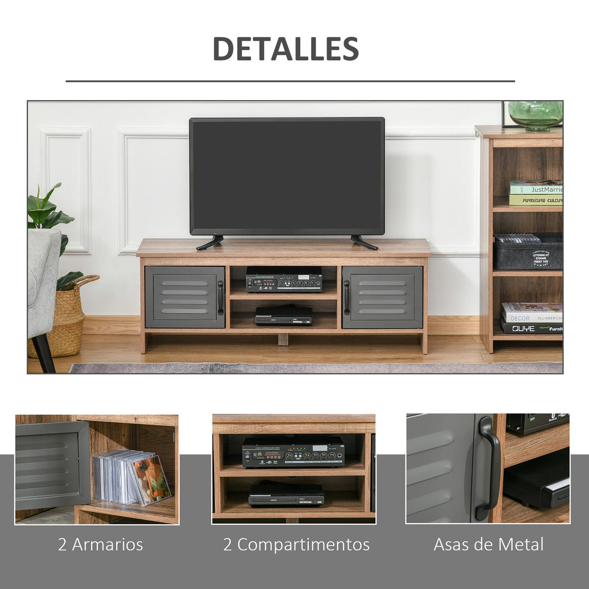 TV-MÖBEL Braun 1 Stück - Braun, Holzwerkstoff (109/38/35cm) - GiPP