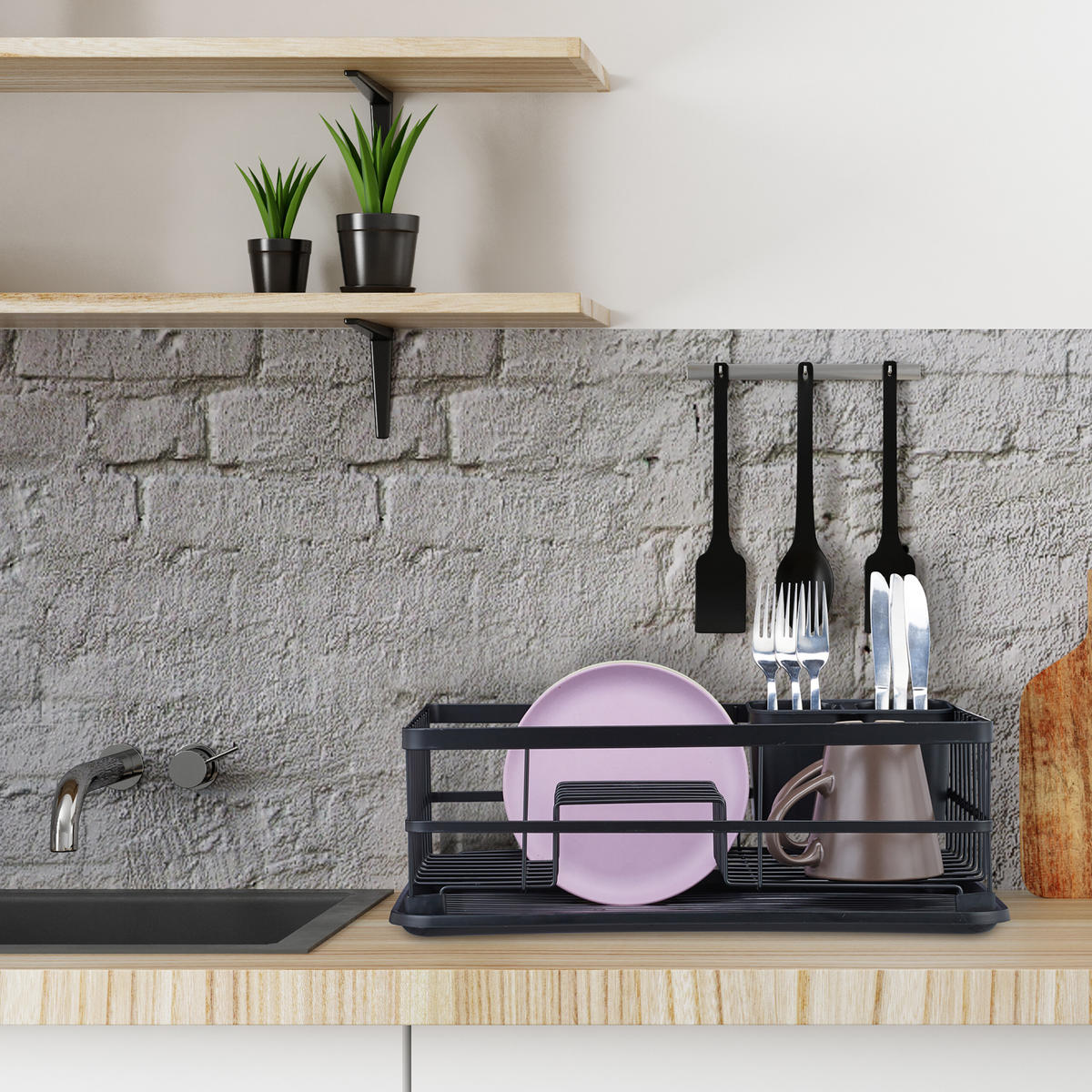 ABTROPFGESTELL - Schwarz, Kunststoff/Metall (42.5/15/32cm) - Relaxdays