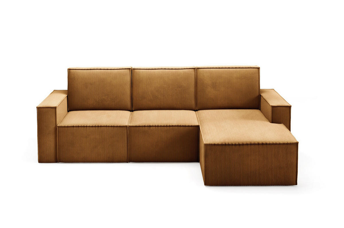 ECKSOFA Orto Gelb, Dreisitzer Kordecksofa rechte seite - Gelb, Holzwerkstoff/Textil (180/142cm) - Bettso