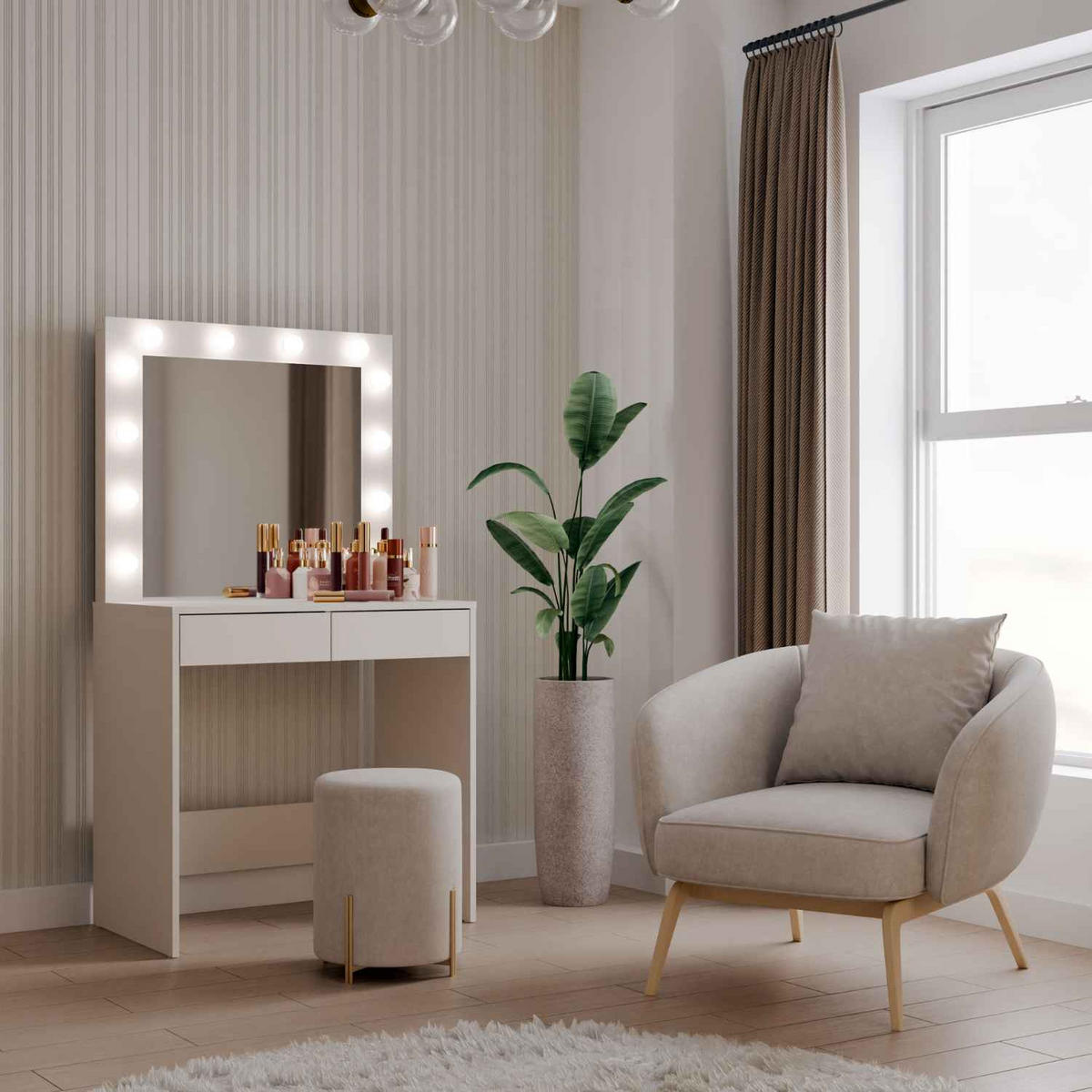 SCHMINKTISCH Marina - Beige, Holzwerkstoff (81/80/50cm) - kommodly