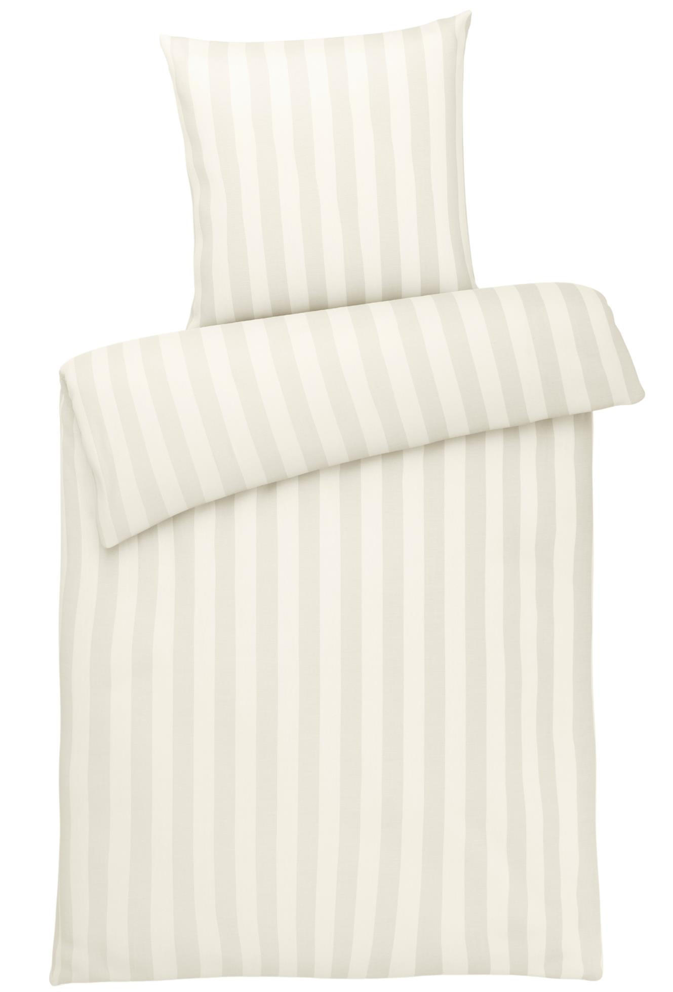 BETTWÄSCHE Damast 135x200 Beige gestreift - Baumwoll Bettbezug Made in Germany - Creme, Textil (135/200cm) - Carpe Sonno
