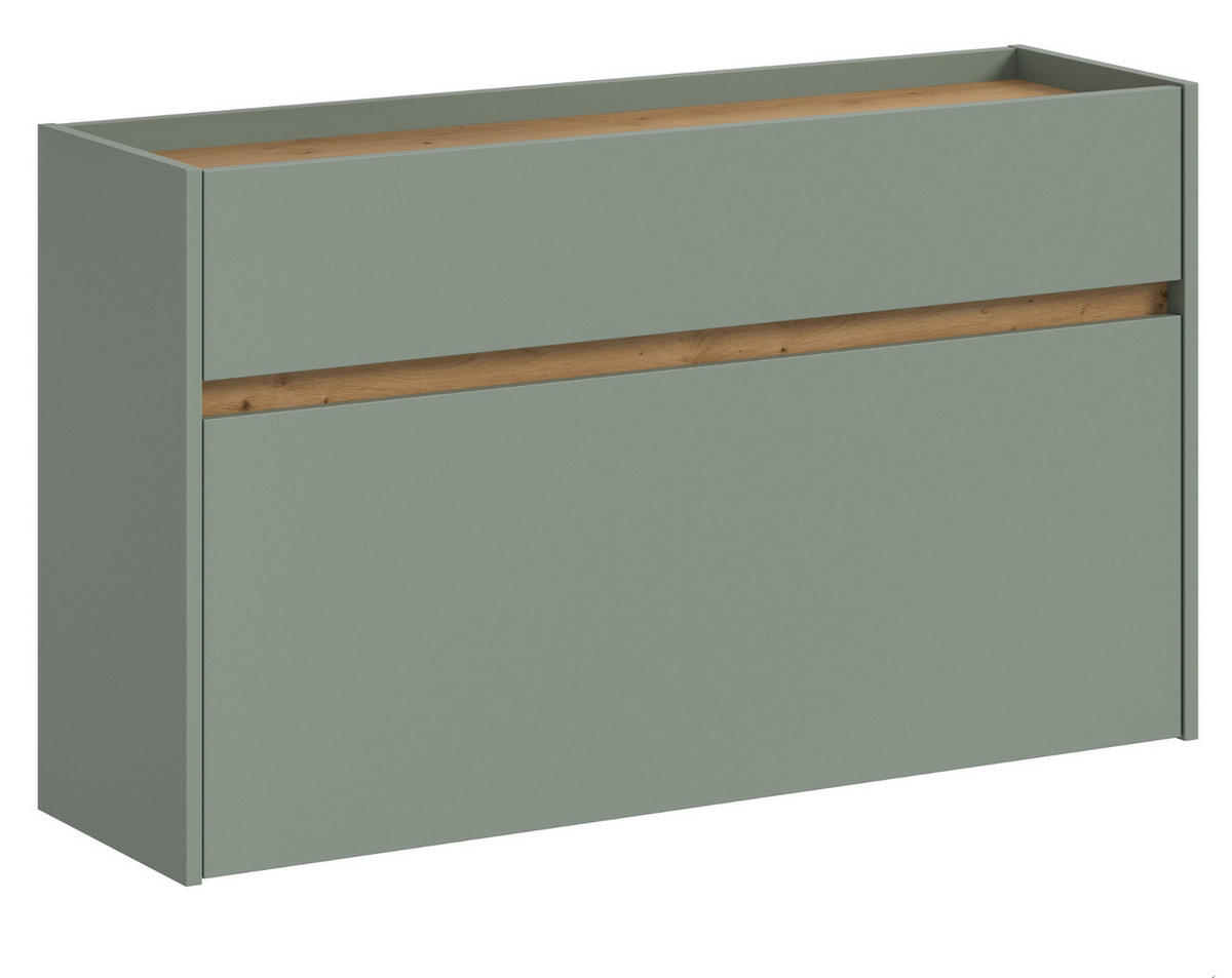 SCHUHKIPPER Salbei grün, Artisan Eiche 110 cm, Schuhschrank hängend - Salbeigrün/Eiche Artisan, Holzwerkstoff (110/61/32cm) - Inn.Furn