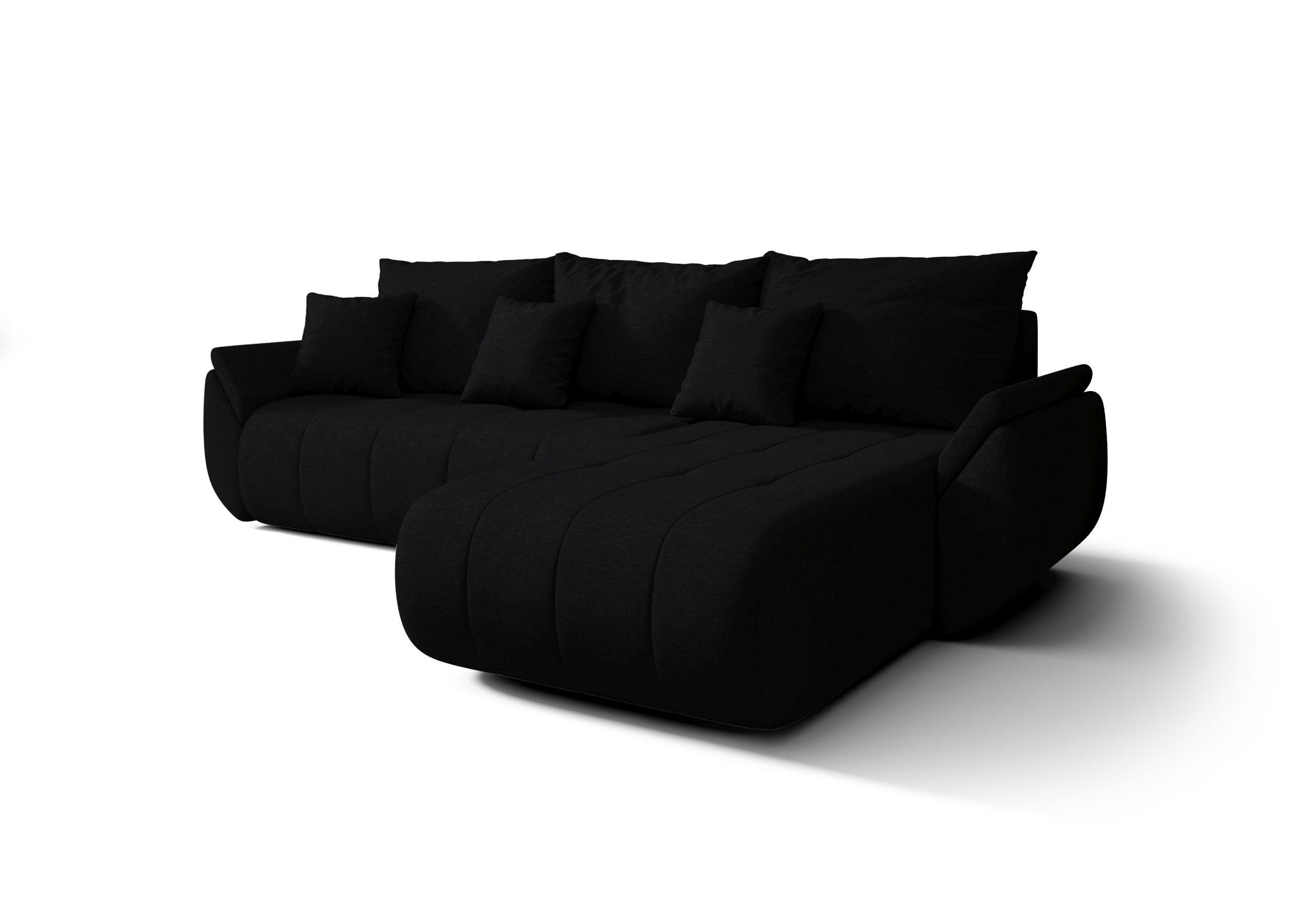 ECKSOFA mit Schlaffunktion TOKYO Wind 99 - Schwarz, Textil (280/185cm) - Bedante
