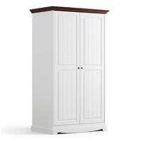 KLEIDERSCHRANK Belluno Elegante Kiefer weiß (RAL9010) lackiert / Kiefer gebeizt, Nussbaumfarben 107 / 64 / 190cm - Nussbaumfarben/Weiß, Holz/Metall (107/190/64cm) - Feldmann-Wohnen