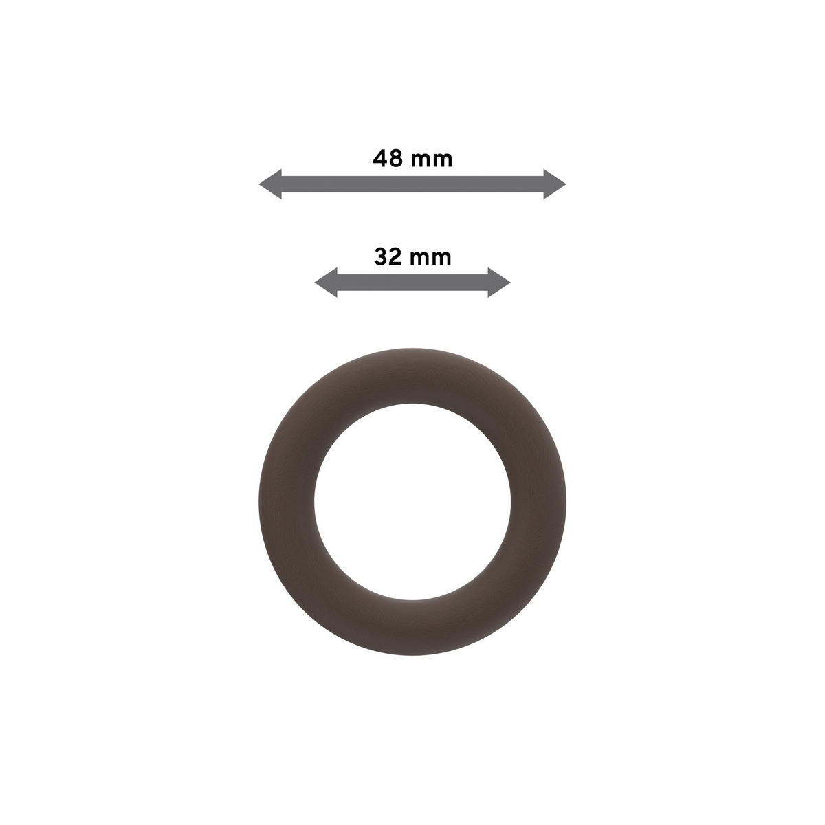 RUNDRINGE MIT FALTENHAKEN FÜR GARDINENSTANGEN 20 mm Ø, Nussbaum, Packung 10 Stück - Nussbaumfarben, Holz (20cm) - INTERDECO