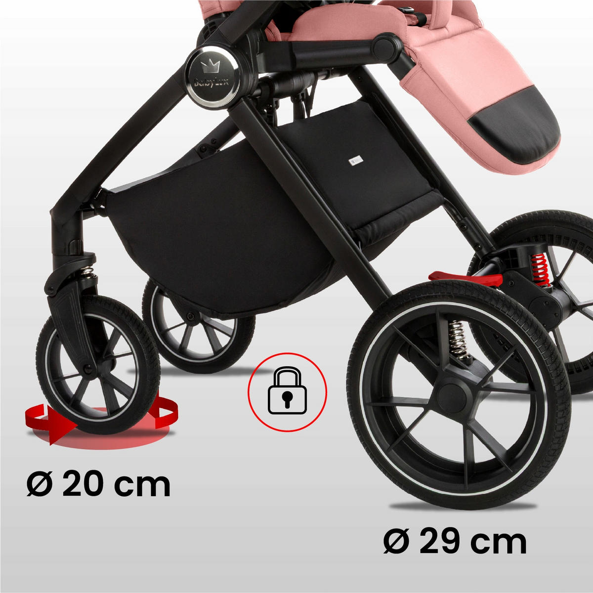 KINDERWAGEN Gavia 4in1 Olive Babywanne, Reisebuggy, Autositz, Isofix Basis - Schwarz/Rosa, Textil/Metall (58/98cm) - BabyLux