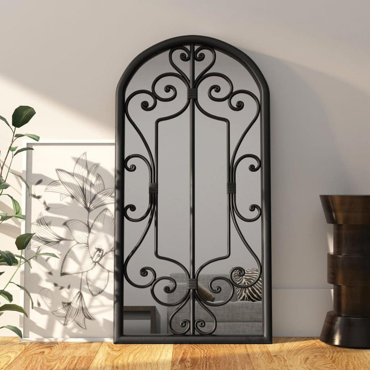 SPIEGEL Schwarz 70x30 cm Eisen für den Innenbereich - Schwarz, Metall (30/70/1cm) - furnicato
