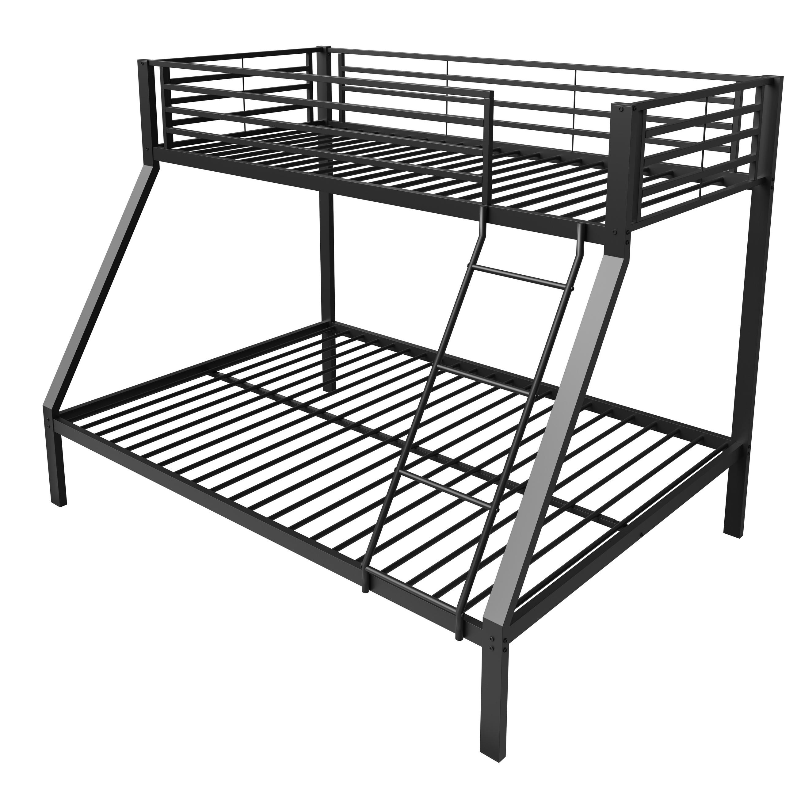 ETAGENBETT 90/140/200 cm mit Rausfallschutz, DE-41955, in Schwarz - Schwarz, Metall (140/200cm) - ComfortXL