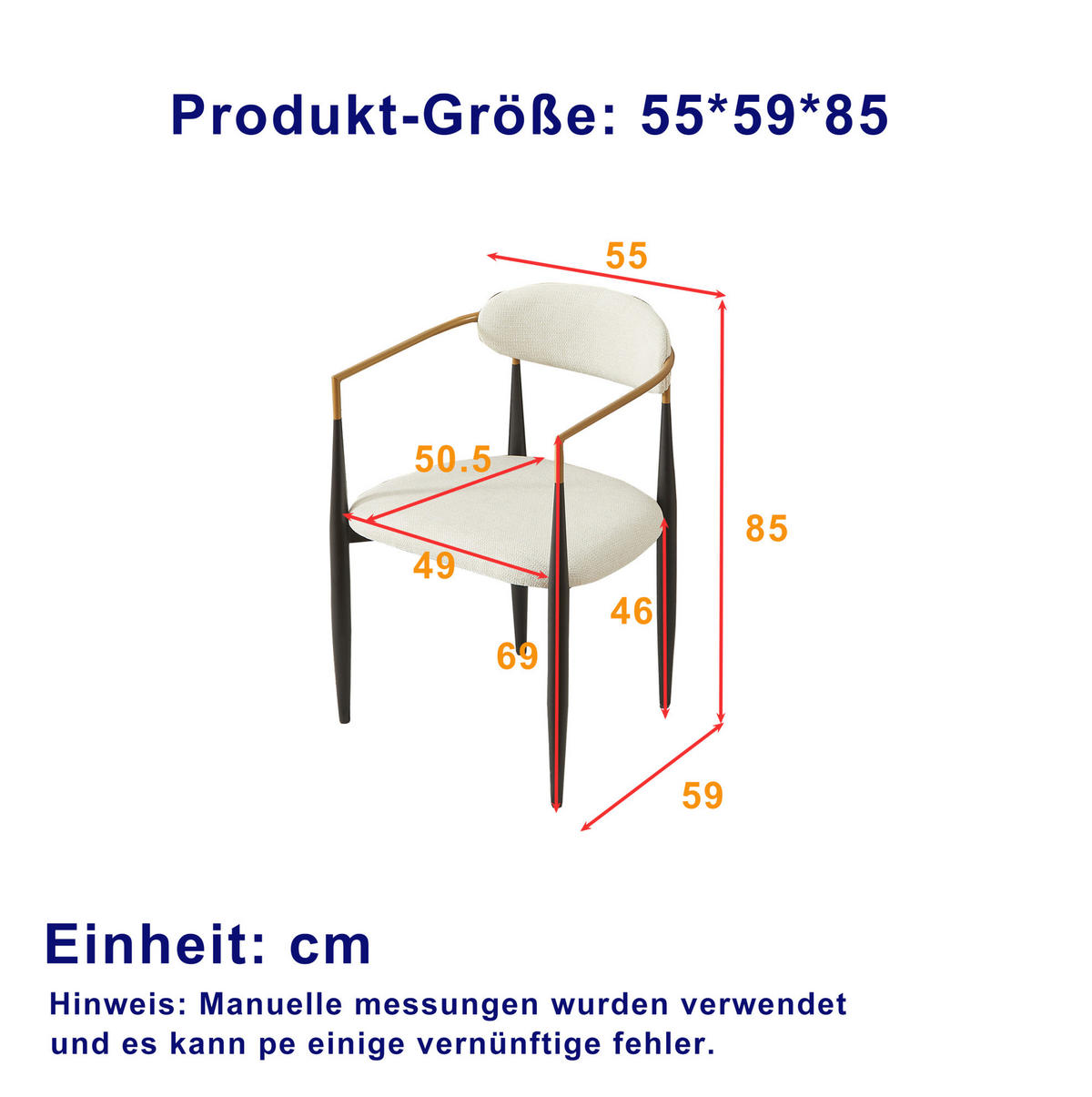 ARMLEHNENSTUHL 2er-Set Beige aus Stoff mit Metallgestell - Beige, Textil (45/23/63cm) - OKMYHOME