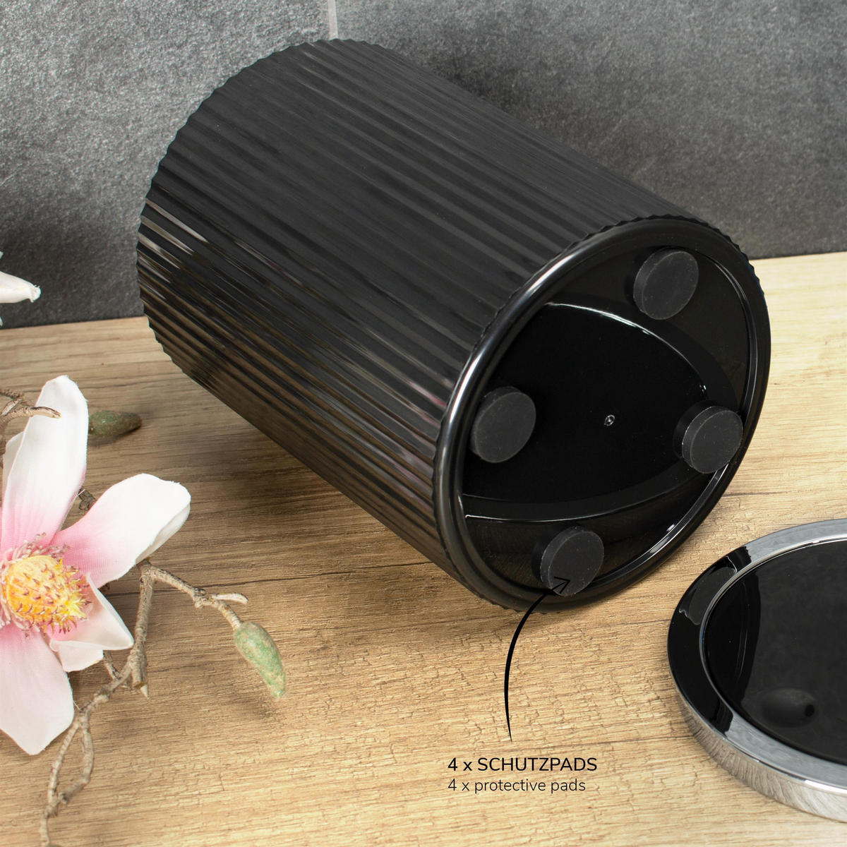 KOSMETIKEIMER 2er-Set, GAVELLO schwarz, Kunststoff - Schwarz, Kunststoff (12.5/16.3/12.5cm) - bremermann