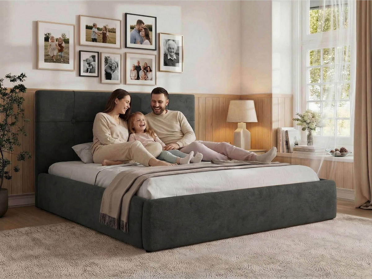 ČALÚNENÁ POSTEĽ CALERIO CLASSIC 200/200 - Biela Ekokoža - Matrac Pocket - čierna/biela, textil/plast (200/200cm) - MKS