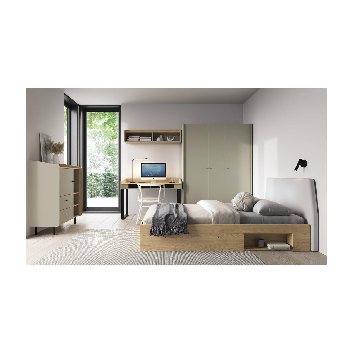 SCHLAFZIMMER Set 5-tlg. – ALESSIO System – Grau - Grau, Holzwerkstoff (212/88/137cm) - hi-markt