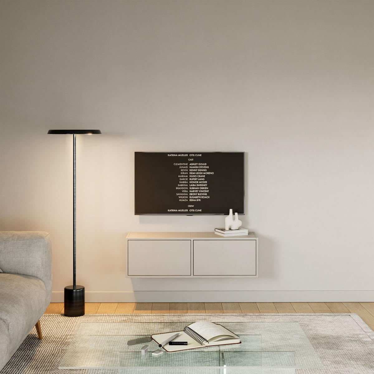 TV-LOWBOARD hängend, 2 Klappen, Kaschmir, 100 cm - Kaschmir, Holzwerkstoff (100.6/30/30cm) - Selsey