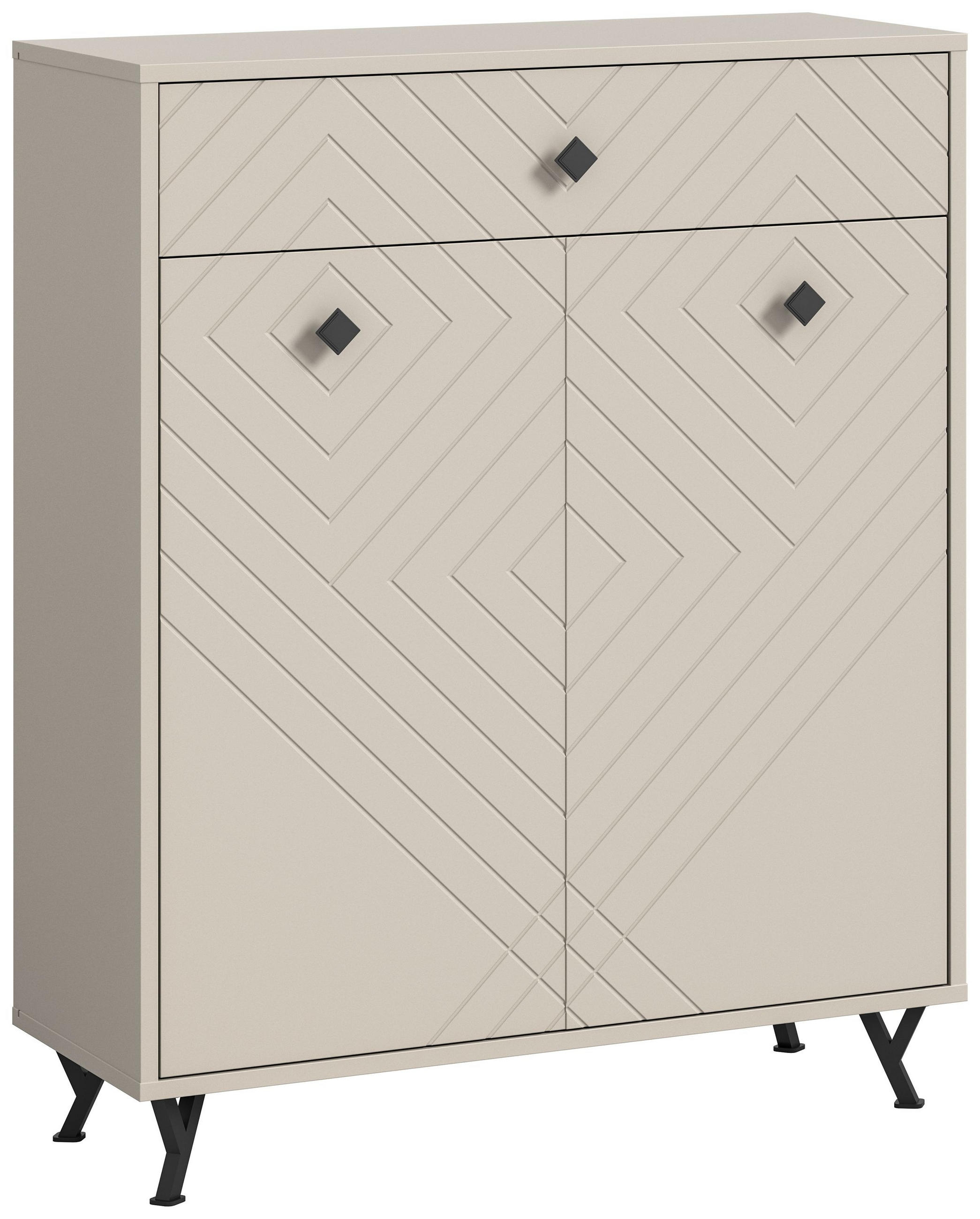 SCHUHKOMMODE NOTES (B/H/T: ca. 80/100/35 cm) in sandbeige/sandbeige matt - Sandfarben, Holzwerkstoff (80/100/35cm)