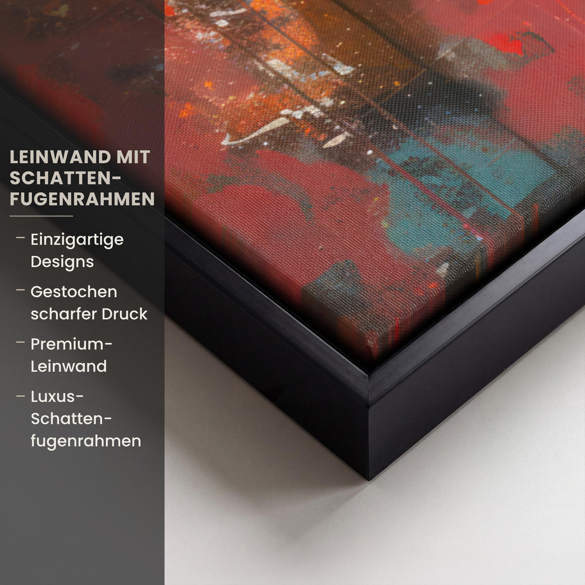 LEINWAND Bilder mit Rahmen - Straßenkunst - Liebe - Graffiti - Kunst - Banksy - 60x40 - Orange, Textil (60/40cm) - MuchoWow