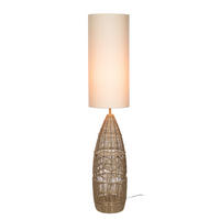 STEHLEUCHTE - Leinen / Eisen - 1-flammig - Beige/Braun, Textil/Metall (28/28/134cm) - home24