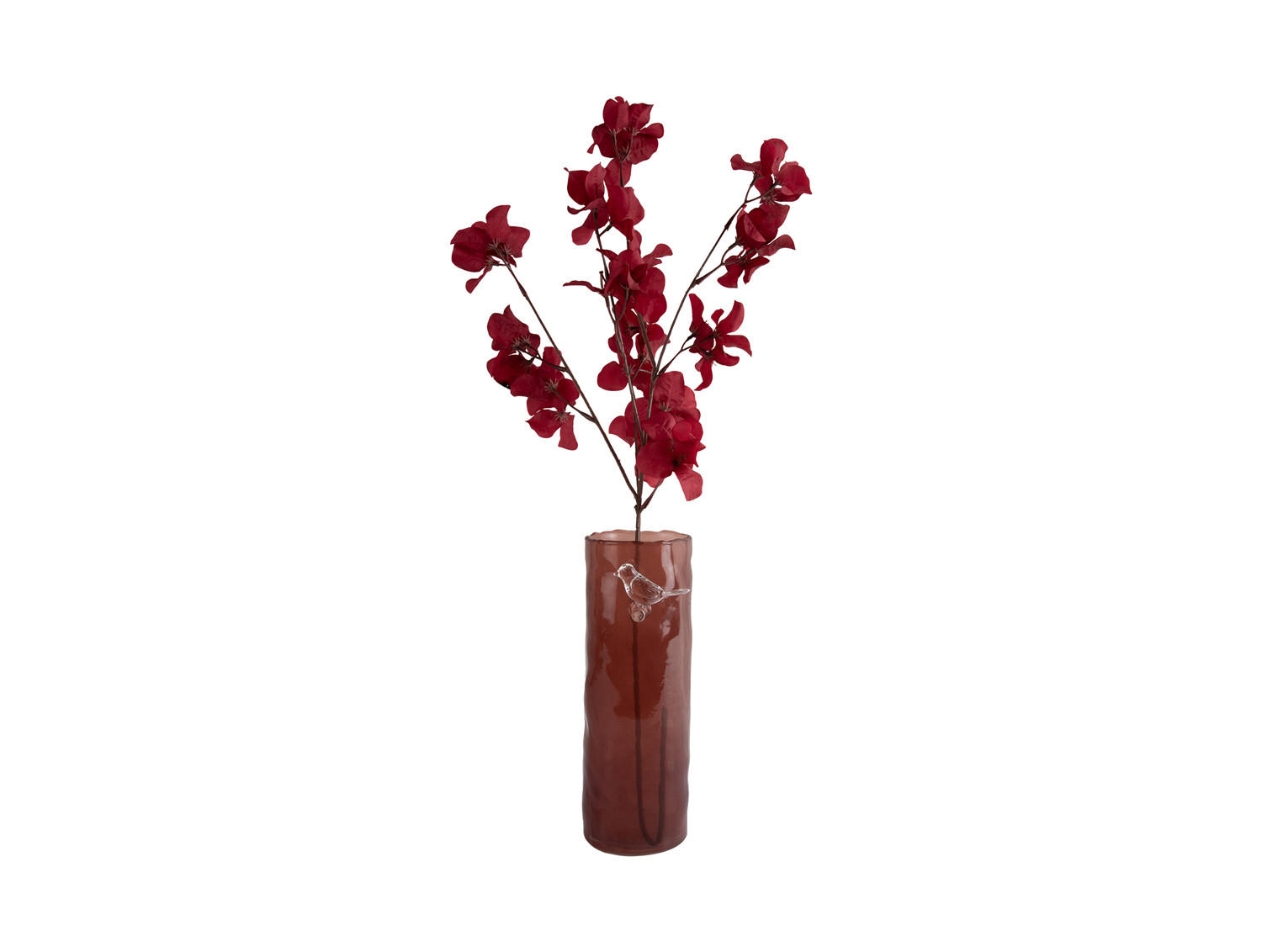 VASE Bird On Branch 9/9/27 cm - Rot, Glas (9.5/27cm) - Present Time