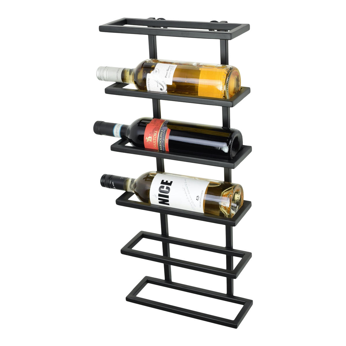 WEINREGAL Pinot Schwarz - Schwarz, Metall (27/62/11cm) - LOFT42