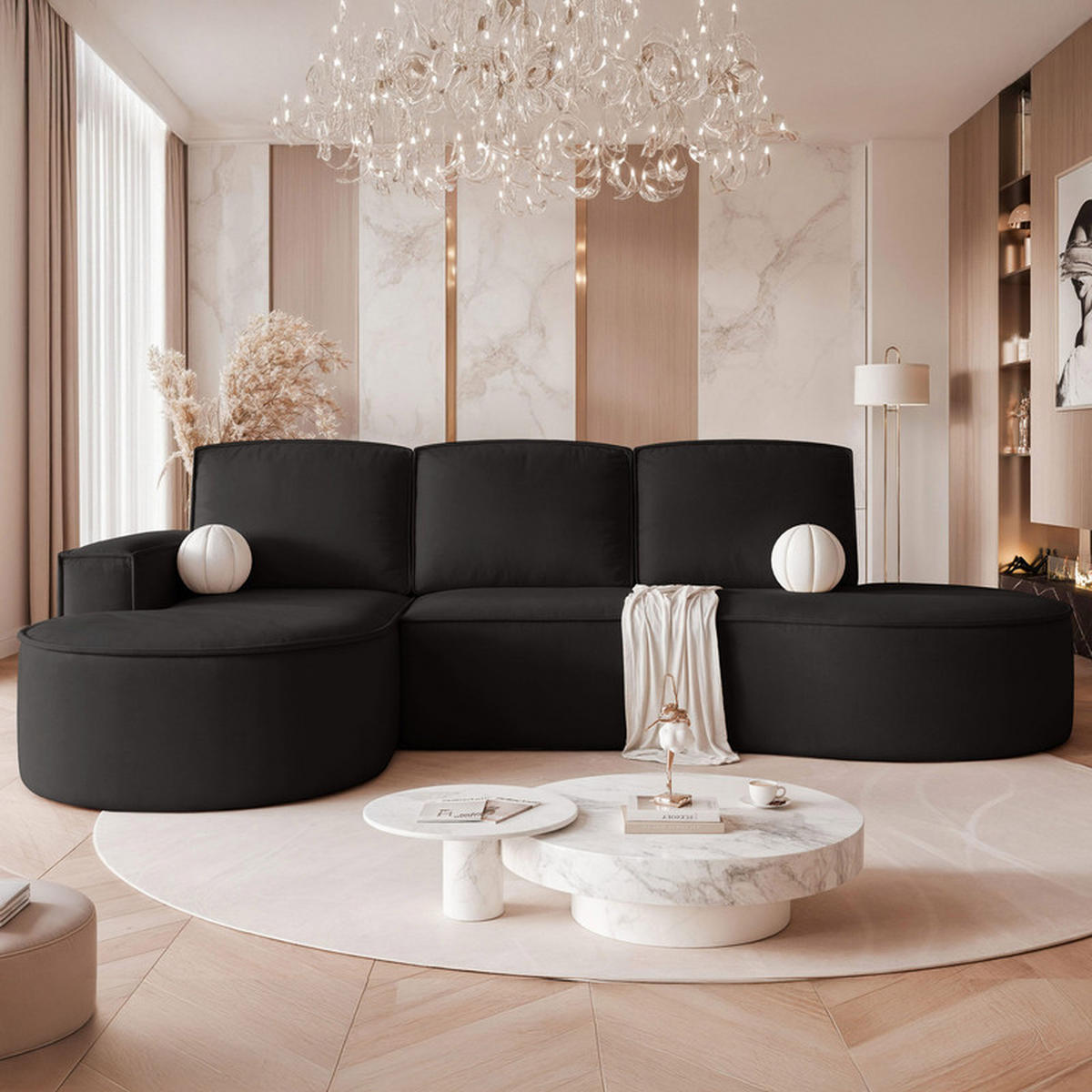ECKSOFA SOFIA mit Schlaffunktion und Bettkasten Anthrazit - Anthrazit, Holzwerkstoff/Kunststoff (277/157cm) - Idohome