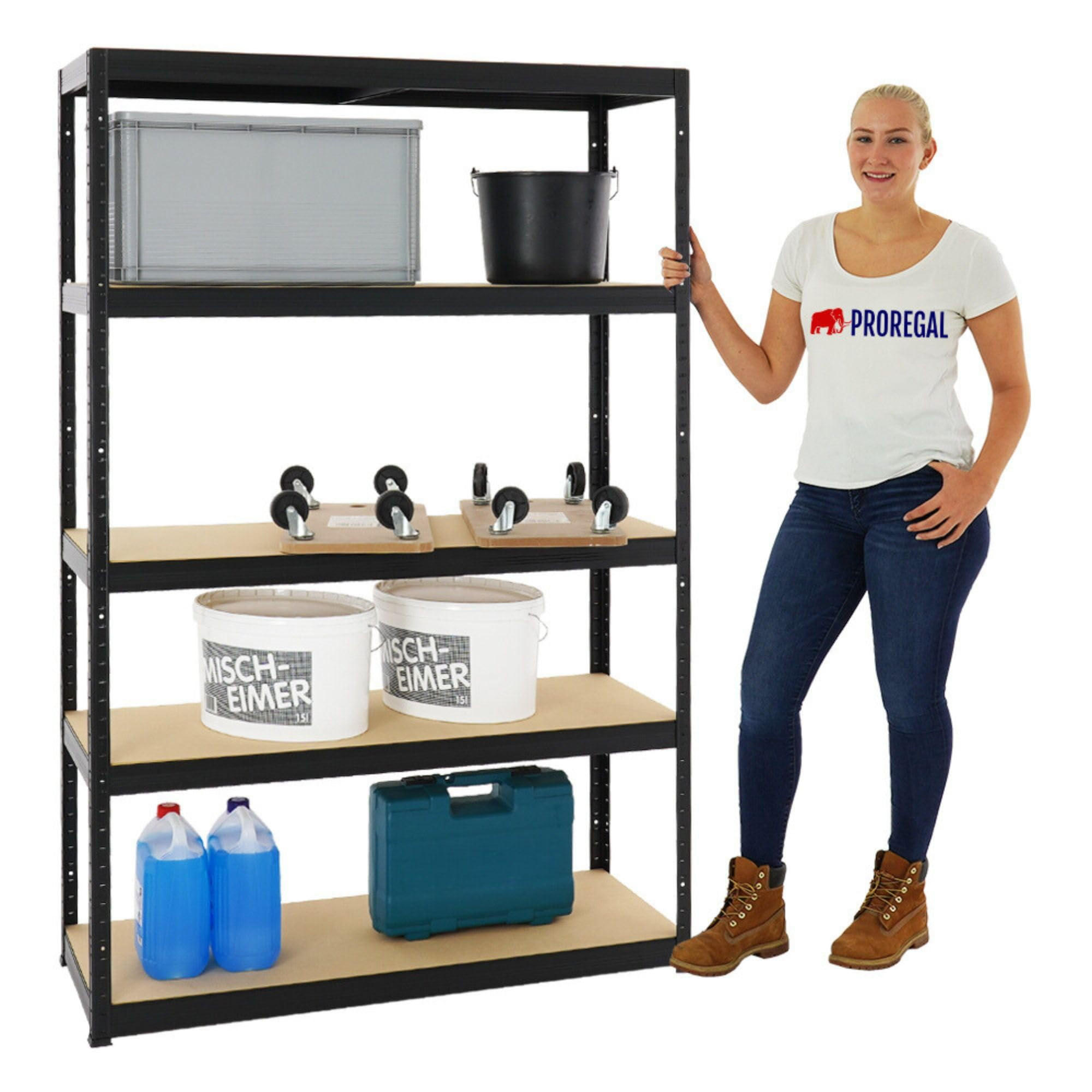 SCHWERLASTREGAL Big Elephant S 180x120x45 cm Fachlast 250 kg Schwarz - Schwarz, Metall (120/180/45cm) - PROREGAL