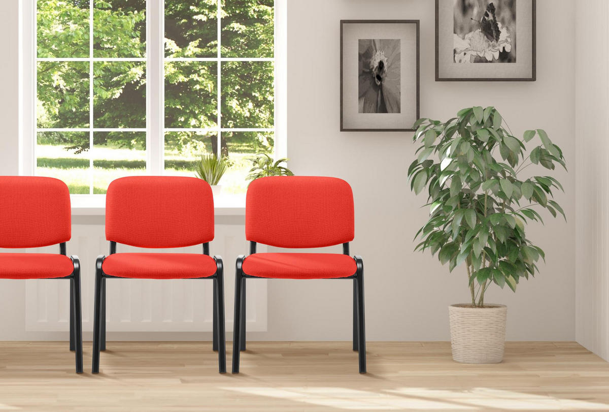 BESUCHERSTUHL Stoff rot - Rot, Textil/Metall (53/83/53cm) - CLP