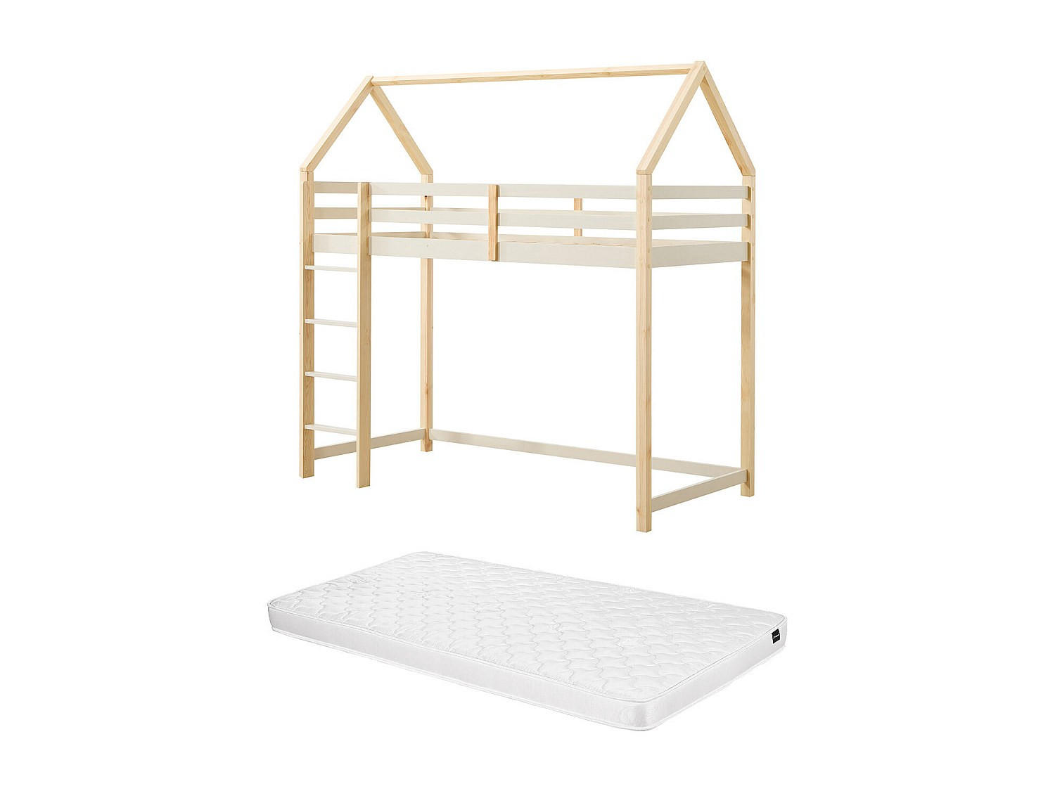 HOCHBETT - 1 Person - holz - beige Tarzia - Beige, Holz (90/190cm) - Vente-Unique
