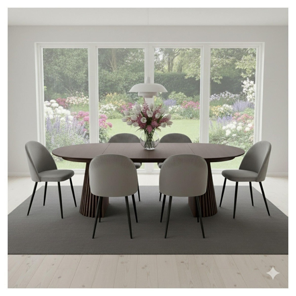 TISCHGRUPPE Smoked - Eichefarben/Grau, Holzwerkstoff/Textil (120/75/120cm) - ebuy24