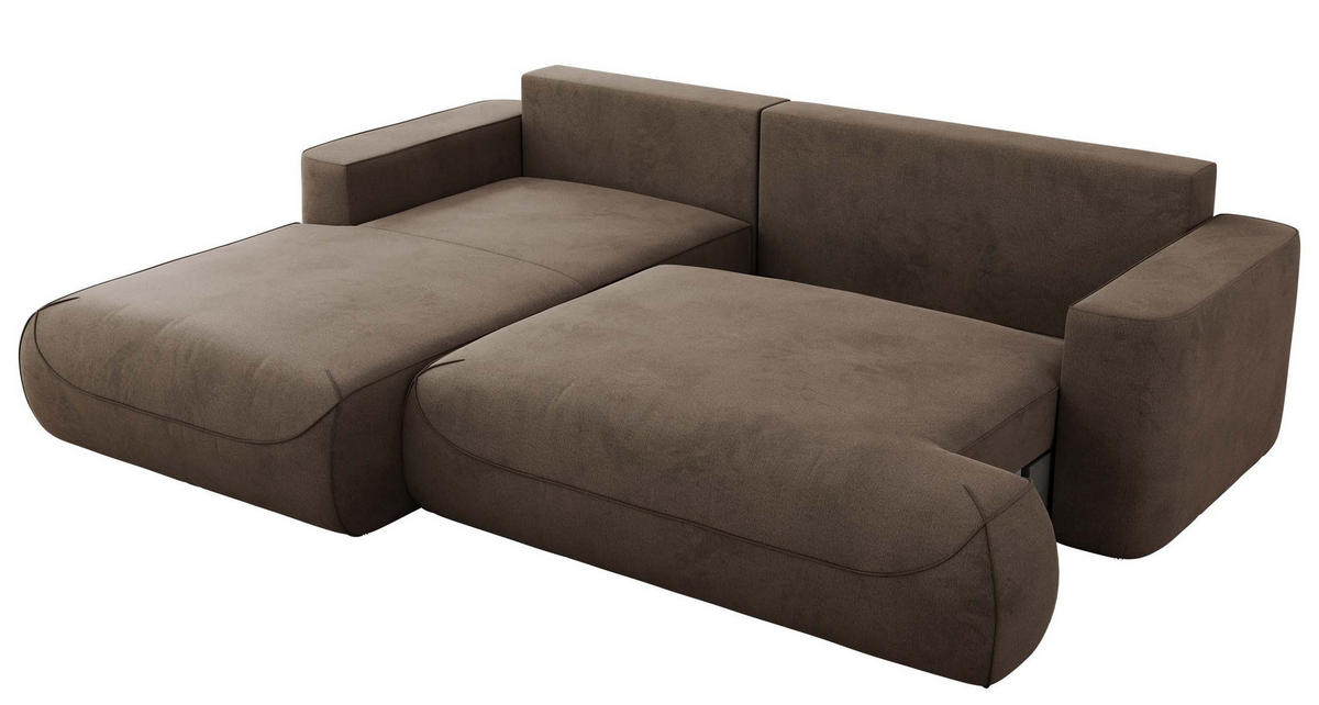 ECKSOFA OVO L Braun Velvet - Links Seite - Schwarz/Braun, Kunststoff/Textil (271/195cm) - MKS