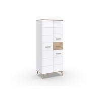 KLEIDERSCHRANK Fehmarn in Weiß und Viking Oak - Drehtürenschrank 3 türig - Weiß, Holzwerkstoff (84/202/58cm)