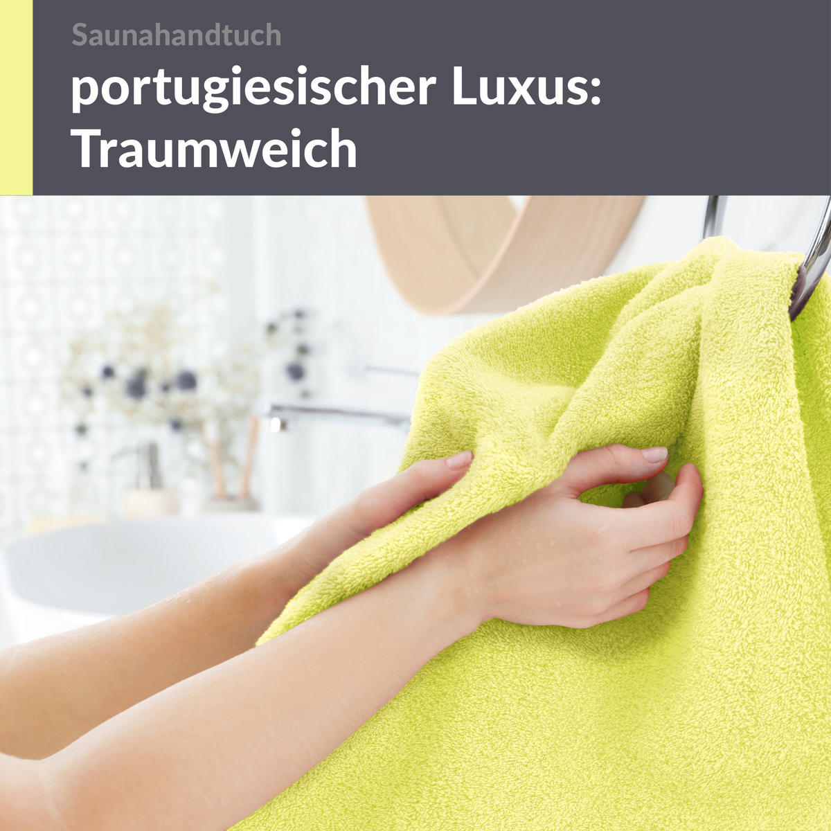 BADETUCH London Anis Grün 100x200 cm - Hellgelb, Textil (100/200cm) - Lashuma