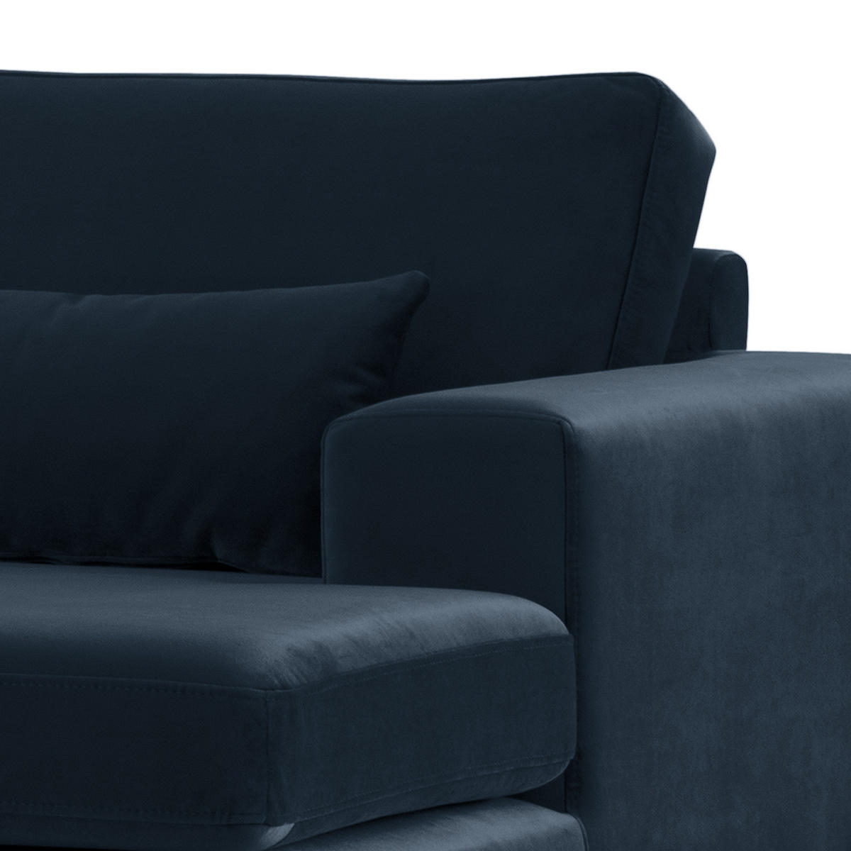 ECKSOFA mit Longchair - Eichefarben/Dunkelblau, Eichenholz/Textil (281/153cm) - home24