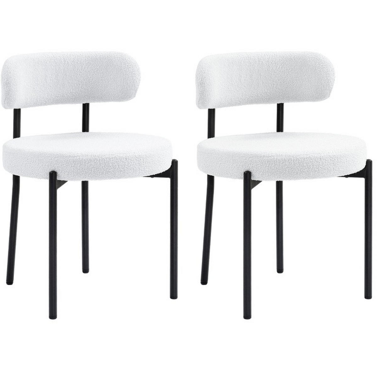 ESSZIMMERSTUHL 2er-Set gepolstert 51 x 51 x 76 cm Polyester Cream White - Weiß, Metall (51/76/51cm) - Meubliv