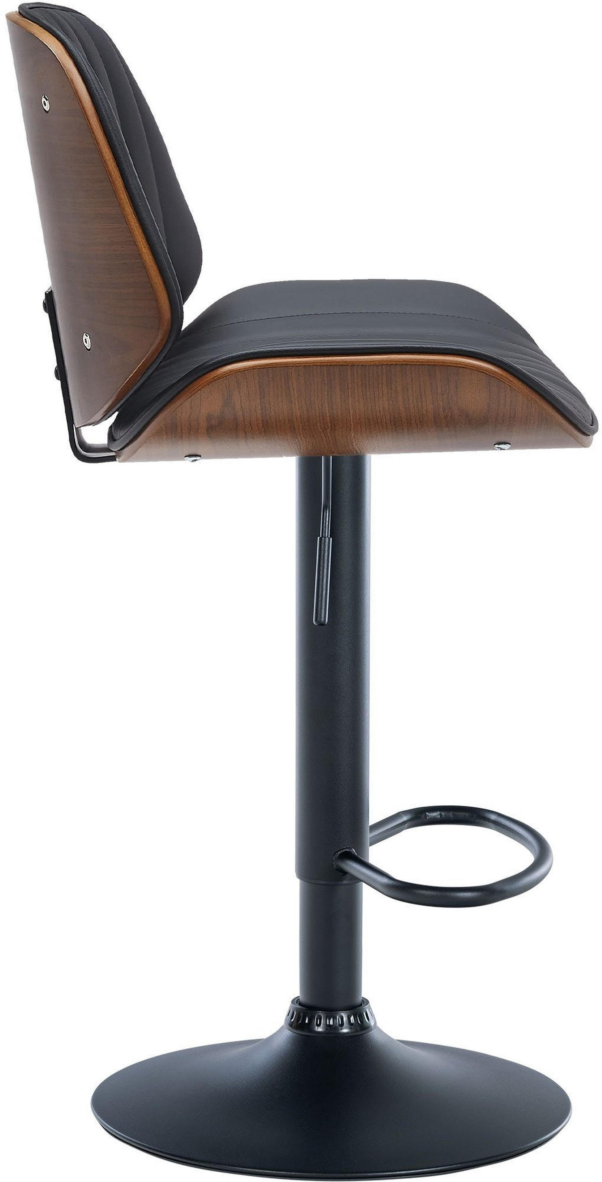BARHOCKER Nova 90-111x49,5x50 cm Walnuss/Schwarz - Nussbaumfarben, Leder (49.5/90/50cm) - furnicato