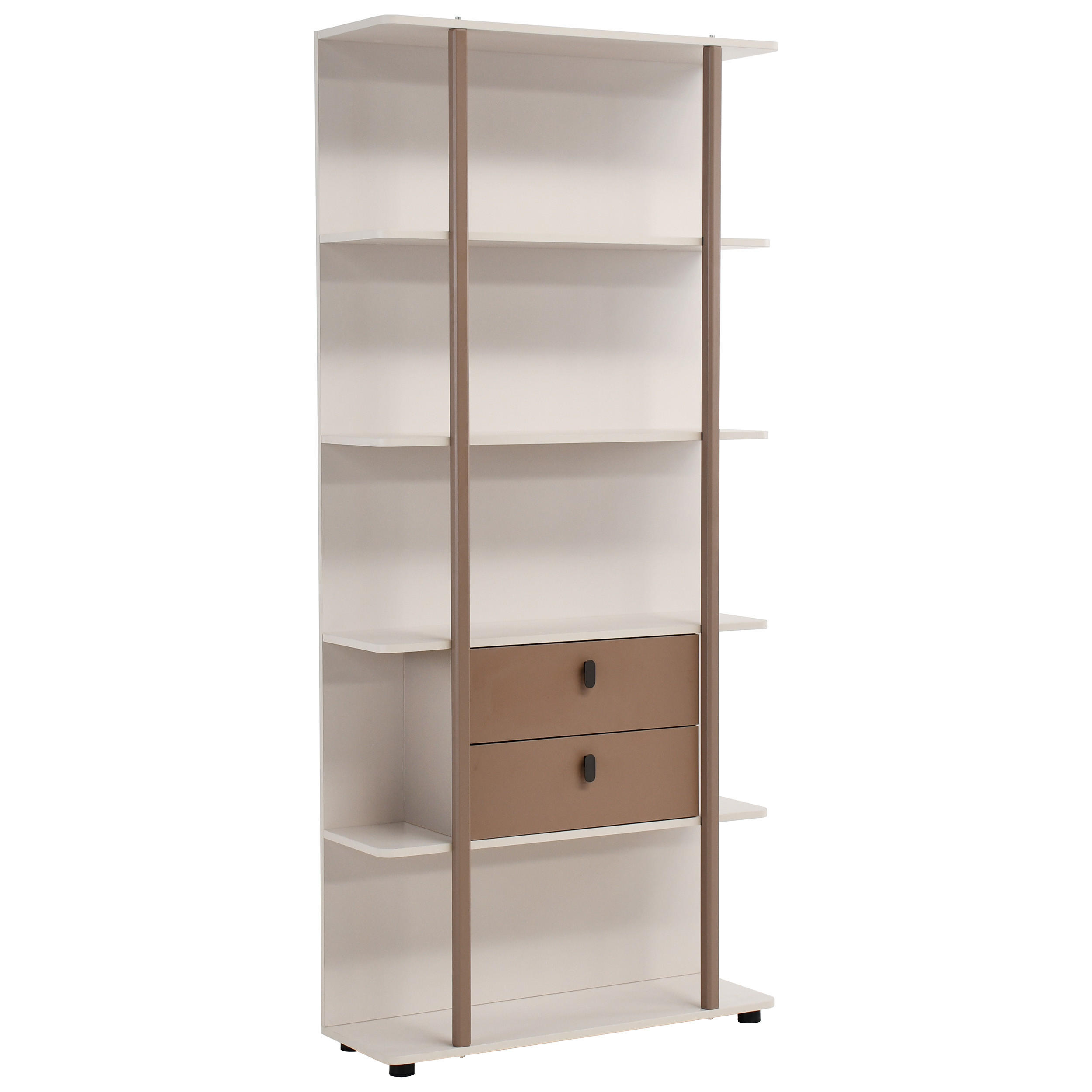 KNIHOVNA Boreo z kovu se 2 zásuvkami, 90 cm, kašmír + světle hnědá - kašmírová/světle hnědá, kov (90/200/26cm) - Beautysofa