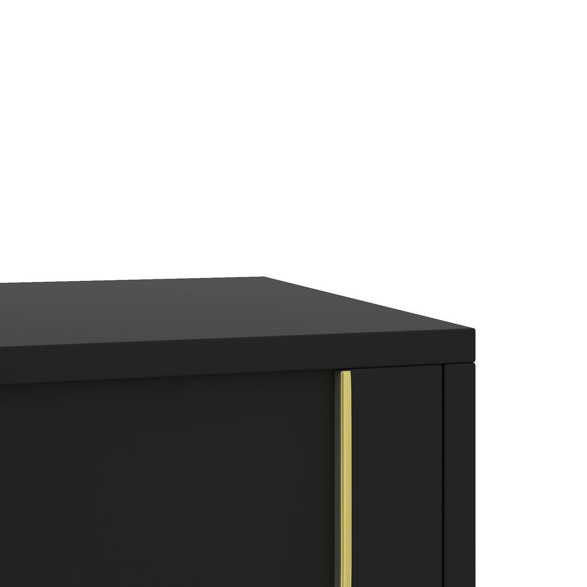 LOWBOARD in Schwarz und Gold TV-Schrank mit strukturierten Türen für Wohnzimmer, B170/T38/H44 cm - Goldfarben/Schwarz, Holzwerkstoff/Metall (170/44/38cm) - STILVORA