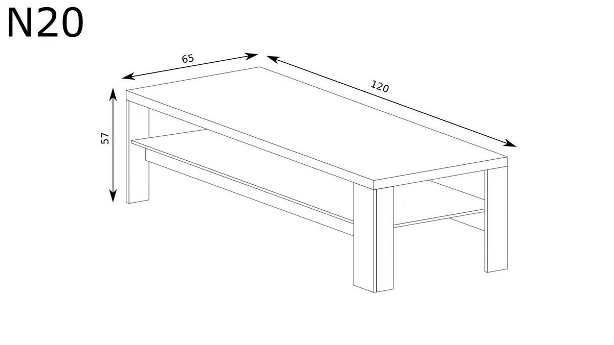 COUCHTISCH NATURAL​ ​N-20 - Eichefarben, Holzwerkstoff (65/120/57cm) - Meblini