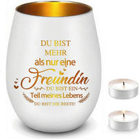 WINDLICHT mit Spruch für Freundin Glas 11.4 cm - Weiß, Glas (11.4cm)