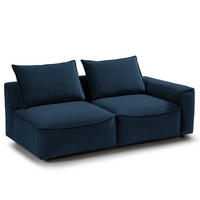 2,5-SITZER SOFA - modular - Schwarz/Dunkelblau, Holz/Kunststoff (189/80/99cm) - home24