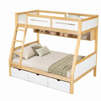 ETAGENBETT Kinderbett 90x200/120x200 cm Weiß/Natur mit 3 Schubladen - Weiß, Holz (90/200cm) - Meubliv